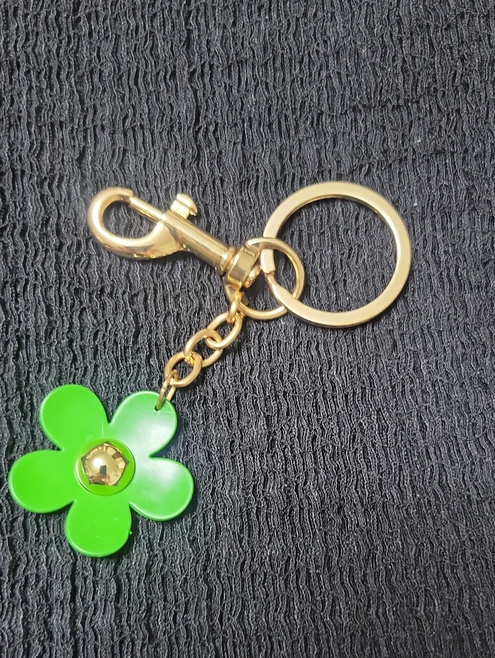 Marc Jacobs Green Flower Key & Card Holder with Gold Hardware
